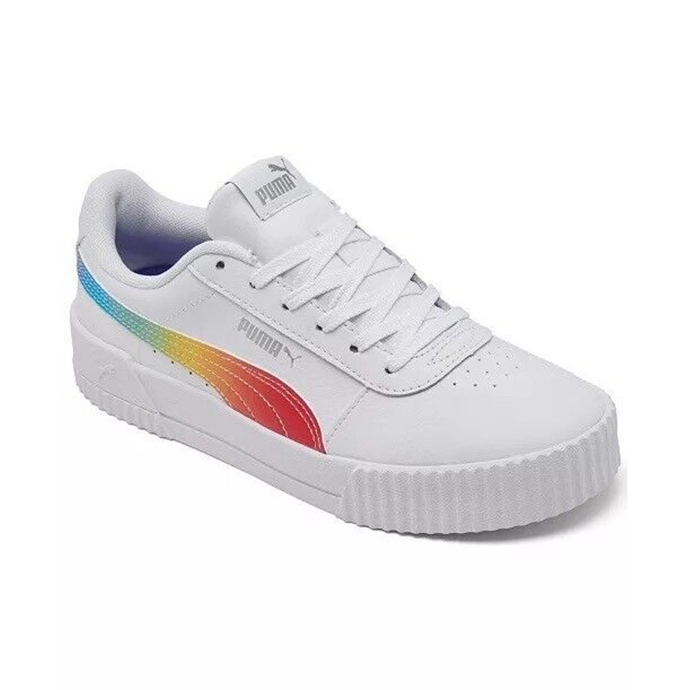 Puma Carina Rainbow Sneakers White Rainbow Women’s Size 10 (383256-01) Rare